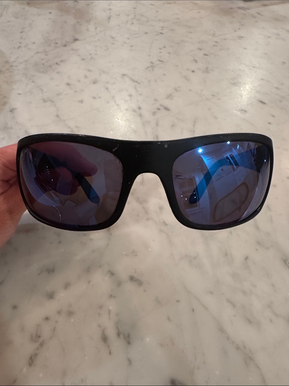 Maui Jim Black Frame Sunglasses with Blue Mirrored Lenses